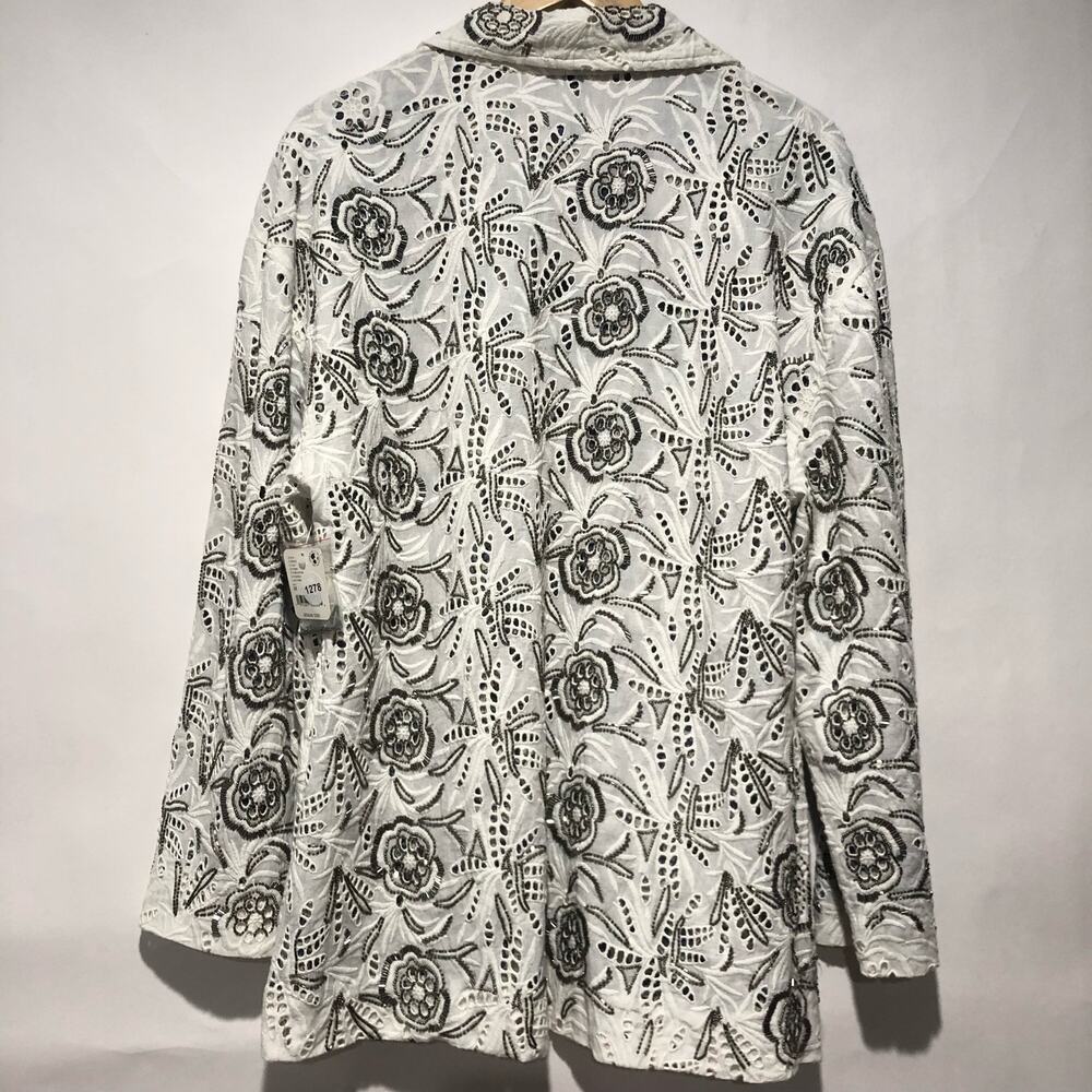 Free People Womens Venus Eyelet Lace Jacket White / Black Size M $528 - Picture 7 of 11